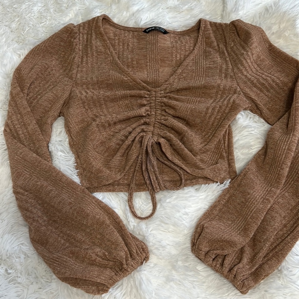 Balloon Sleeve Drawstring Croptop Sz Med